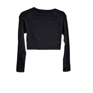 Offline By Aerie Long Sleeve Ribbed Cropped Top M Black NWOT